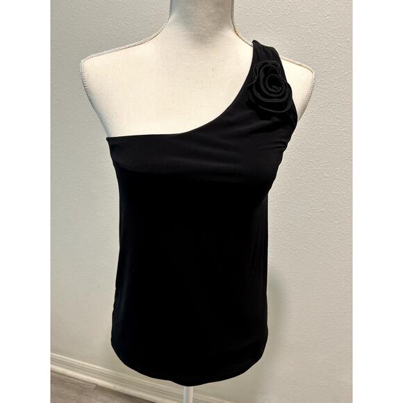 I.N.C. International Concepts Petite Rosette One-Shoulder Top Black Size Small - Picture 1 of 8